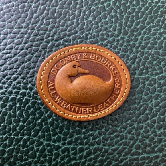 Rare Vintage Dooley & Bourke All Weather Leather Pebble Green Satchel Tote Bag - Picture 6 of 8